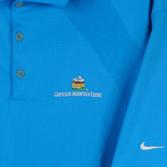 Nike Golf Polo L Blue Polyester Dri-FIT Short Sleeve Swoosh Crotched Mountain - Picture 9 of 11